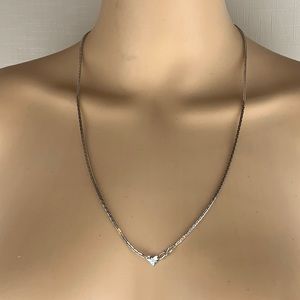 Vintage Silver Heart Necklace 24”